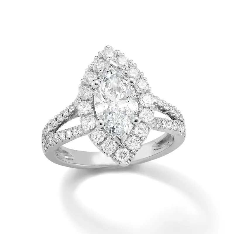 Marquise Diamond Split shank Engagement Ring