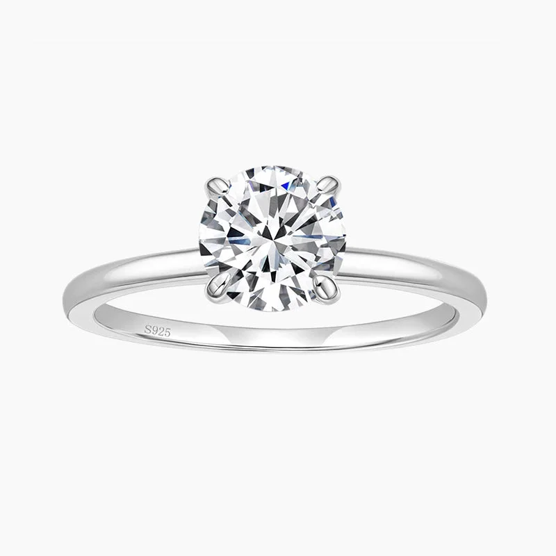 2CT Classic Round Cubic Zirconia Engagement Ring