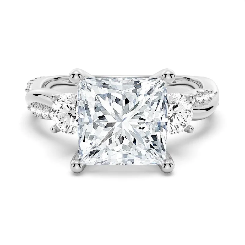 Twist Vine Princess-Cut Moissanite Engagement Ring