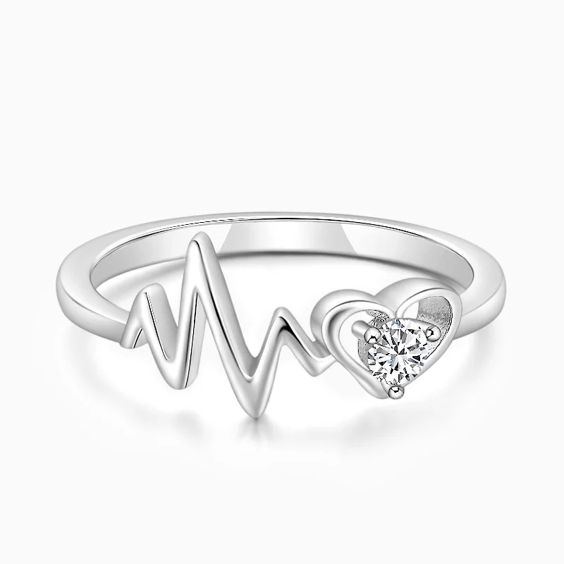 925 Sterling Silver Heartbeat Ring