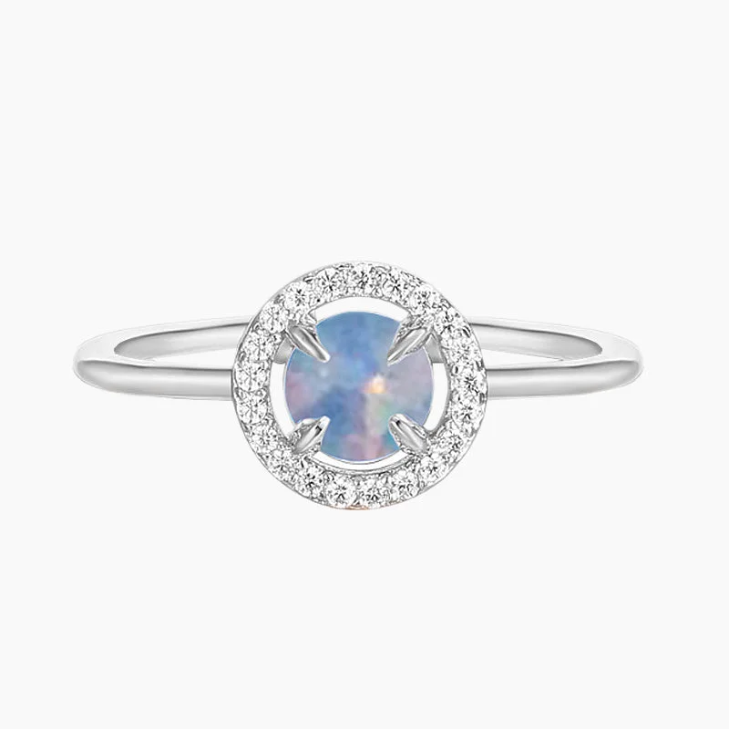 925 Sterling Silver Opal Wedding Ring