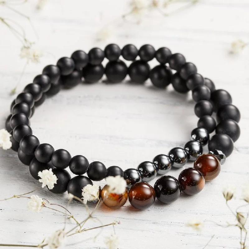 Balancing Hematite & Agate Bracelet Set