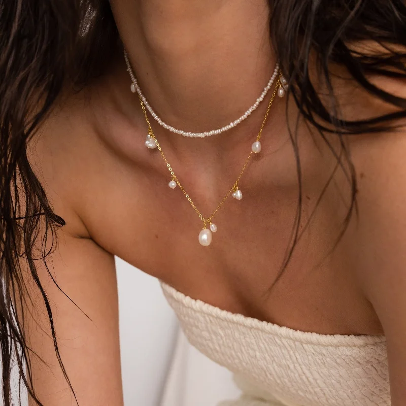 Baroque Pearl Station Necklace