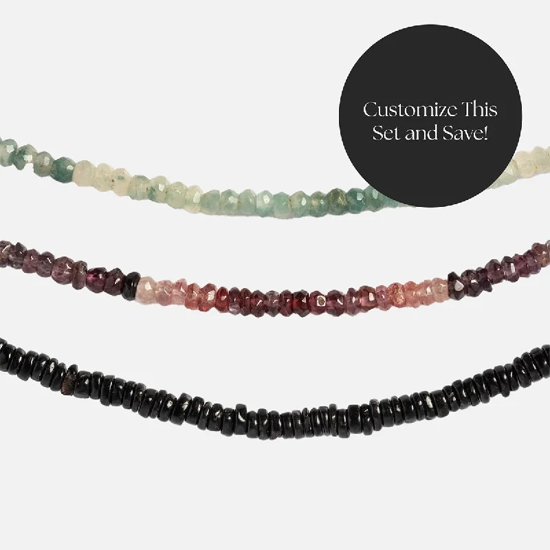 Beaded Gemstone Necklace 3 Pack