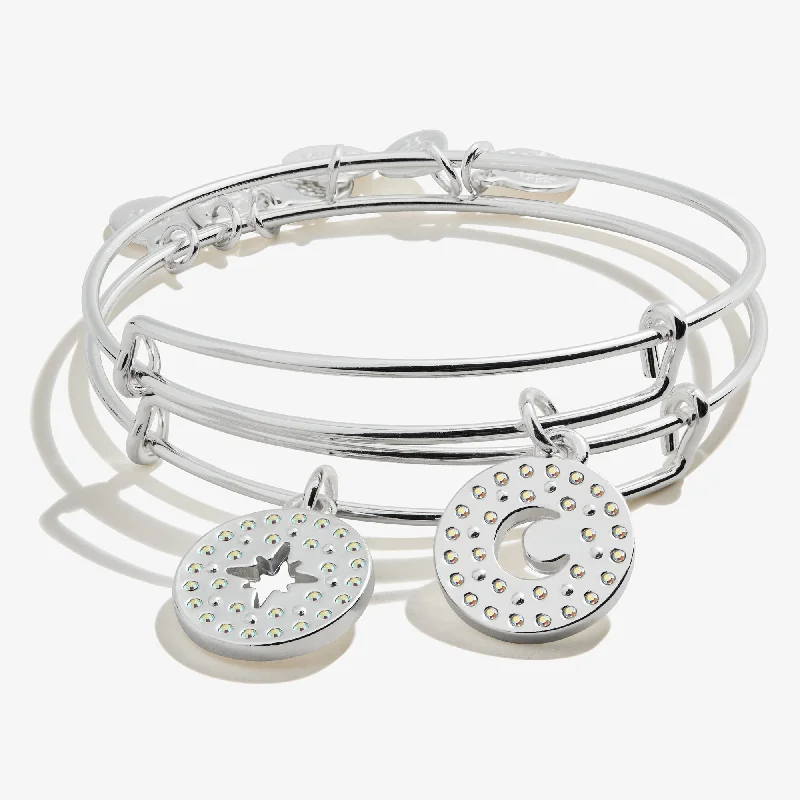 Best Friends Moon + Star Charm Bangle, Set of 2