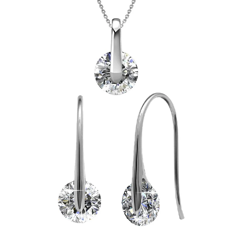 McKayla 18k White Gold Necklace and Earrings Jewelry Set with Crystals