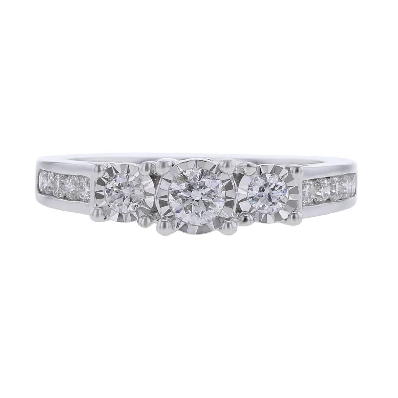 Channel Set Mirage Three Stone Ready for Love Diamond Engagement Ring 1/2ct