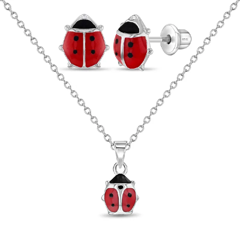 Classic Ladybug Toddler / Kids / Girls Jewelry Set - Sterling Silver