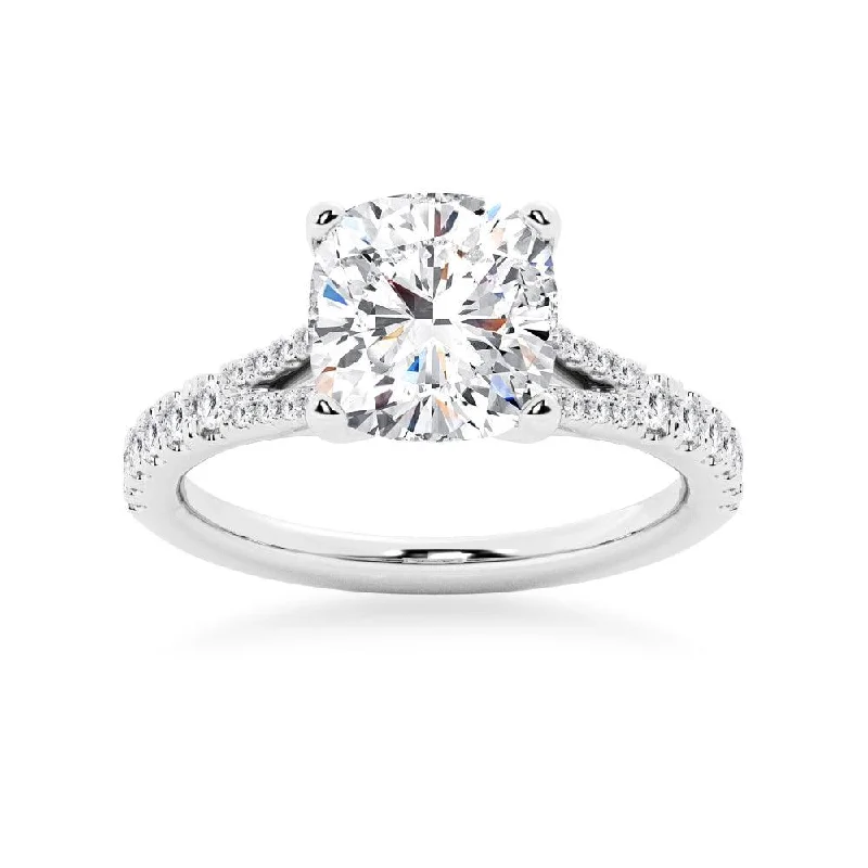 NEW Cushion Cut Split-Shank Moissanite Engagement Ring