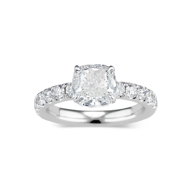 Cushion Diamond Engagement Ring with Diamond Shank