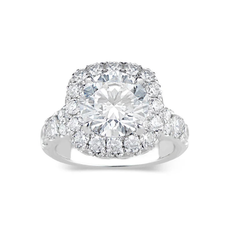 Cushion Double Edge Halo Diamond Engagement Ring