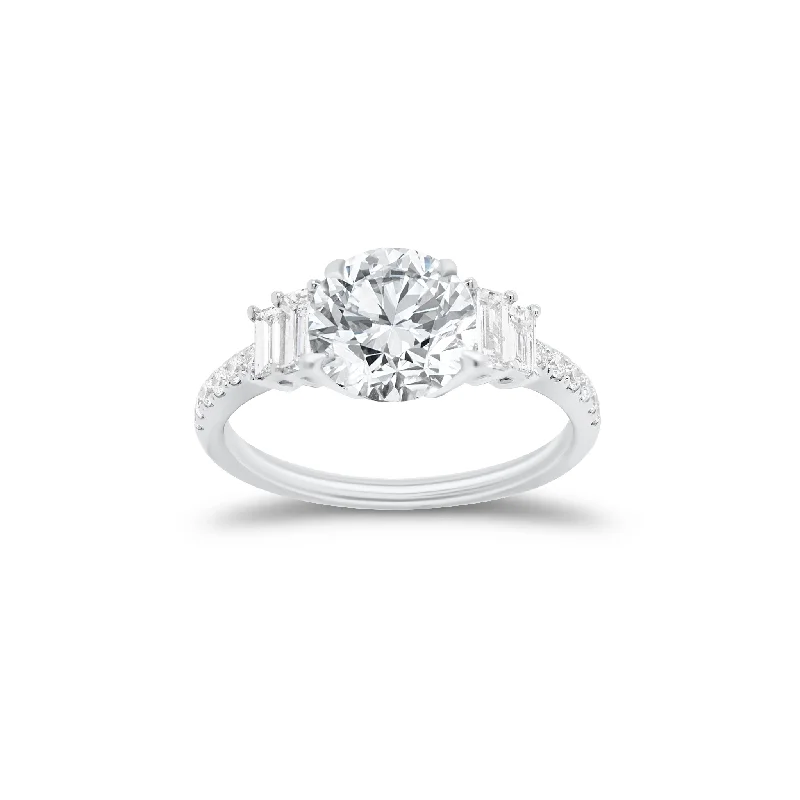 Diamond Engagement Ring with Baguette Side Stones