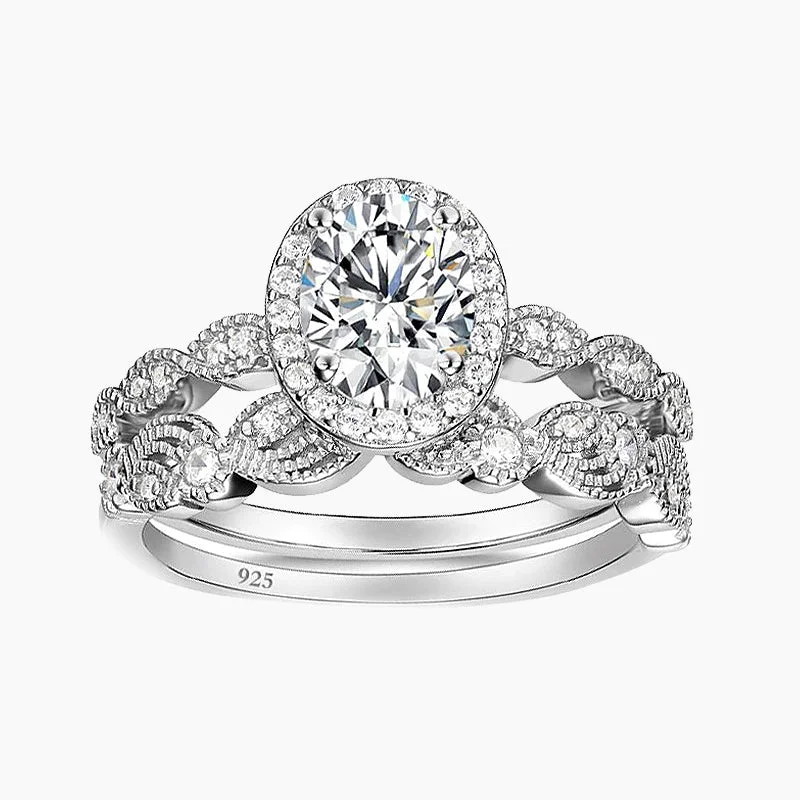 Oval Double Row Wedding Ring