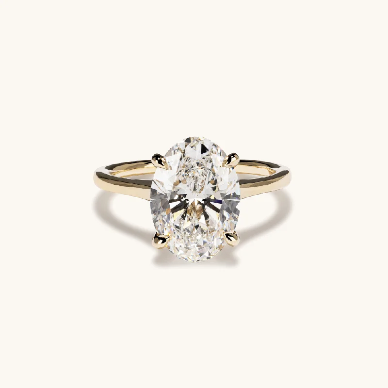 Oval Lab Diamond Cathedral Solitaire Engagement Ring