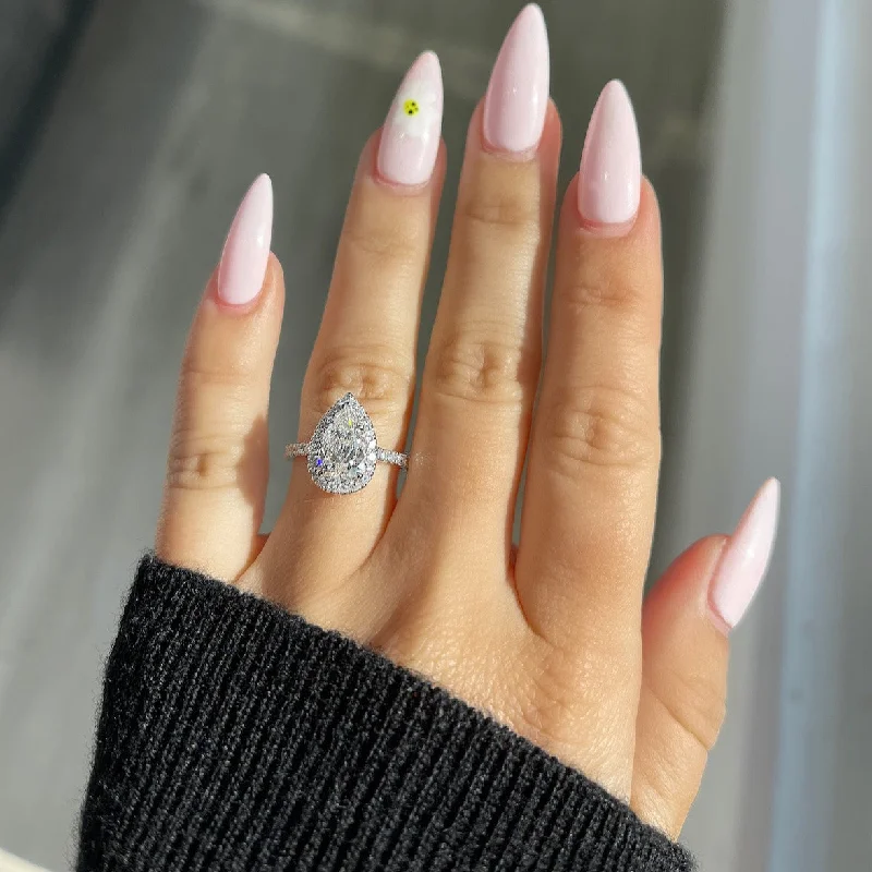 1.50 Carat Pear Shape Natural Diamond Engagement Ring