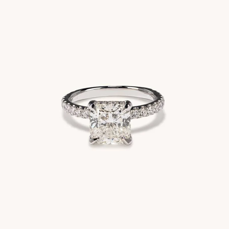 3.04 Carat Cushion Natural Diamond Engagement Ring