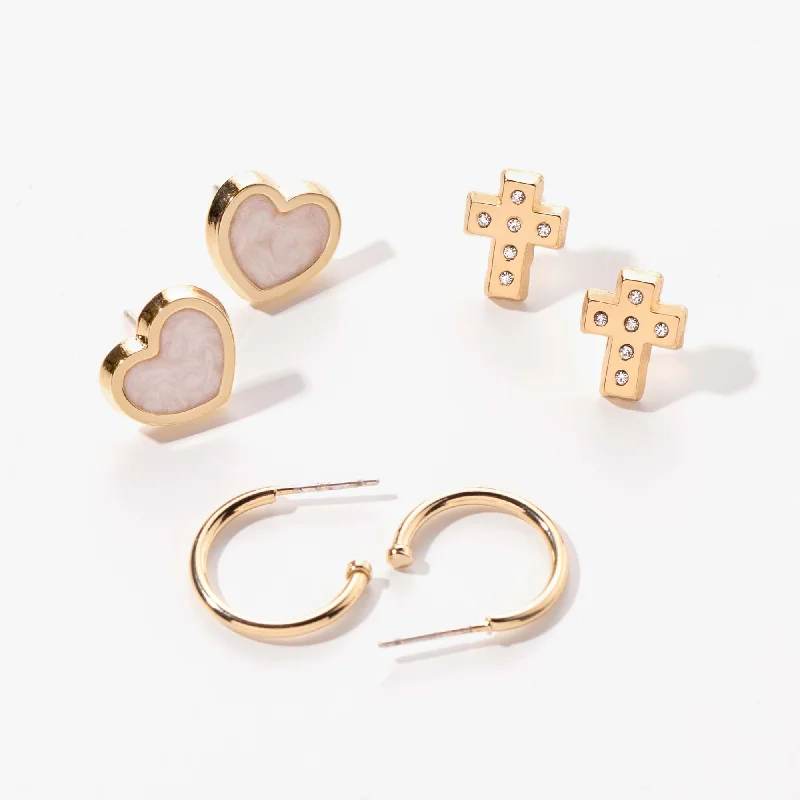 Faith + Love Earrings, Set of 3