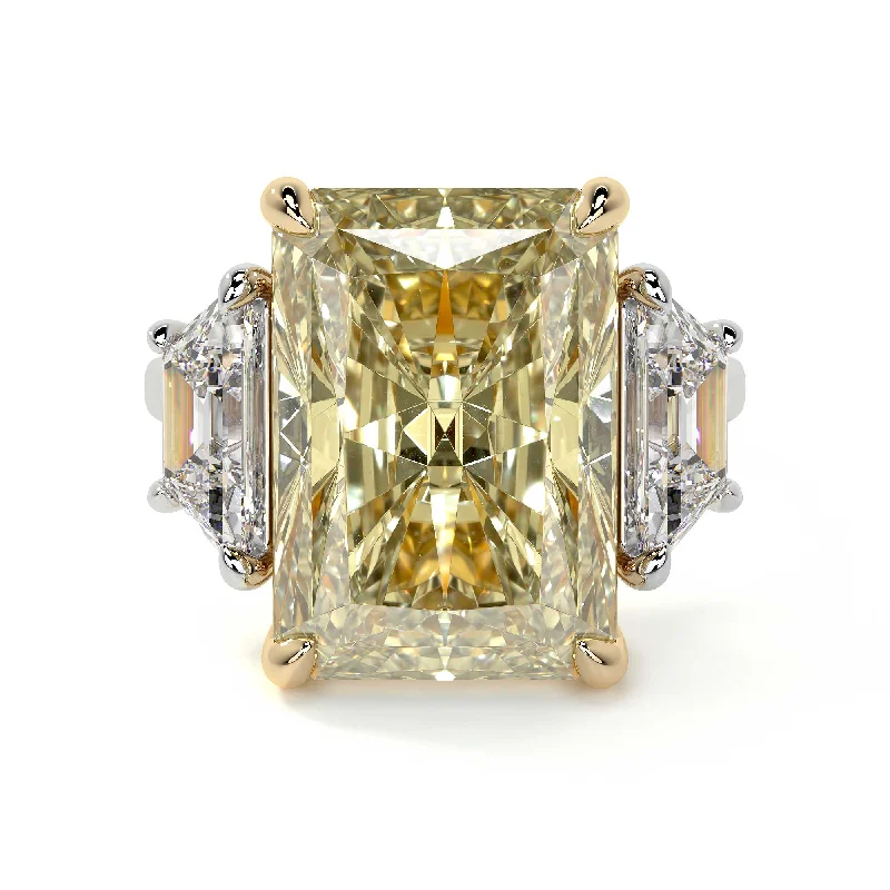 Fancy Intense Yellow Radiant Cut Diamond Ring, 10 Carat