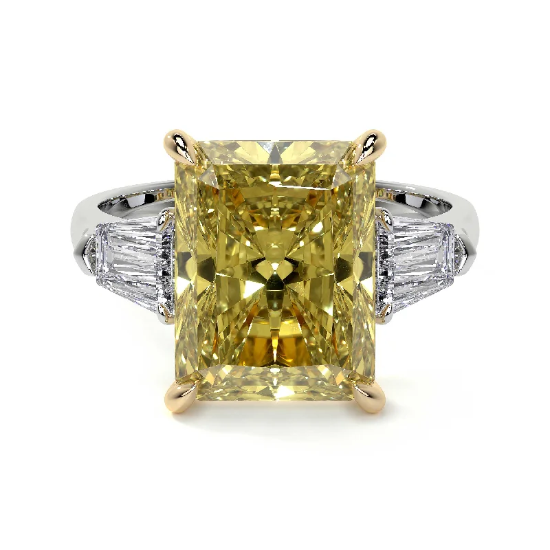 Fancy Vivid Yellow Emerald Cut Diamond Ring