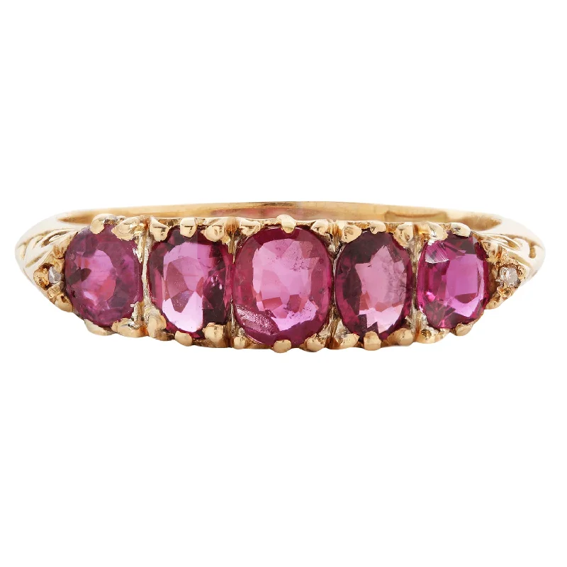 Five Ruby Half Hoop Ring