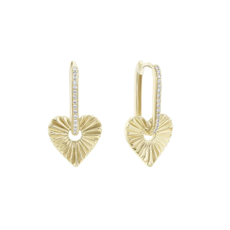 Frilled Heart Diamond Drop Earrings