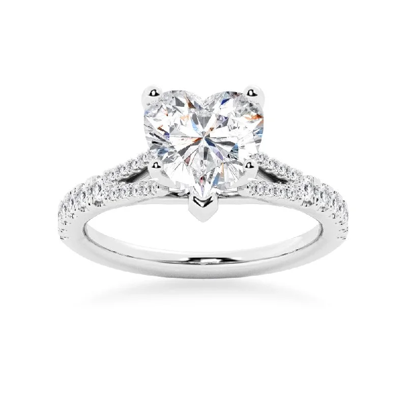 NEW Heart Shaped Split-Shank Moissanite Engagement Ring