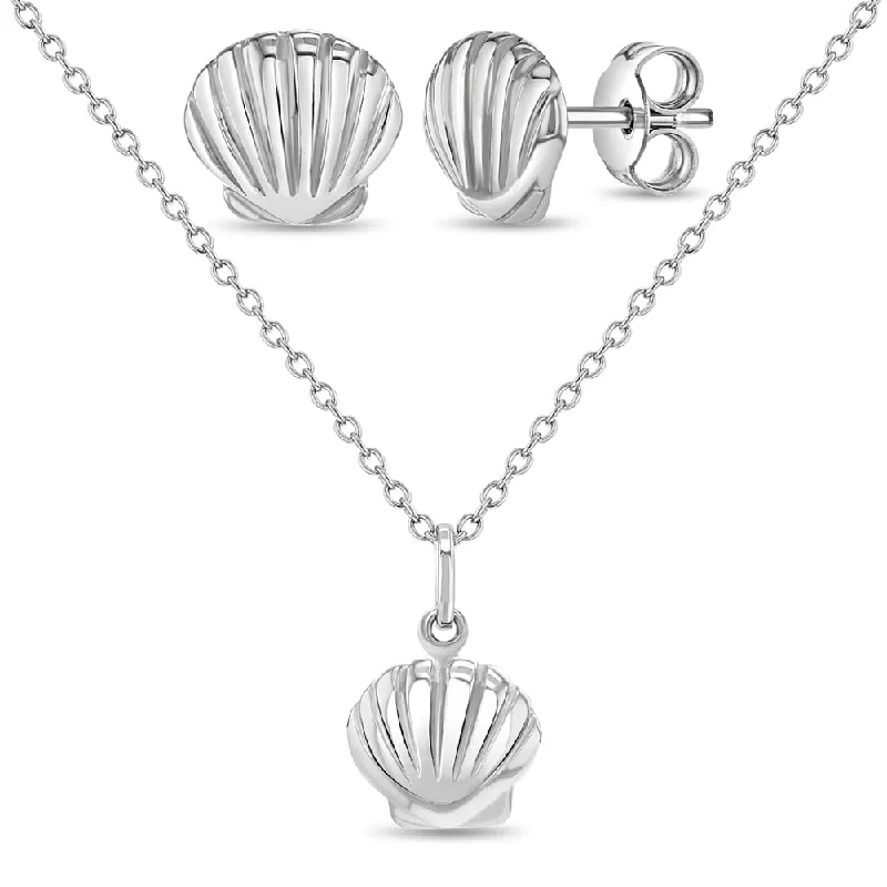 Lustrous Seashell Kids / Children's / Girls Jewelry Set - Sterling Silver