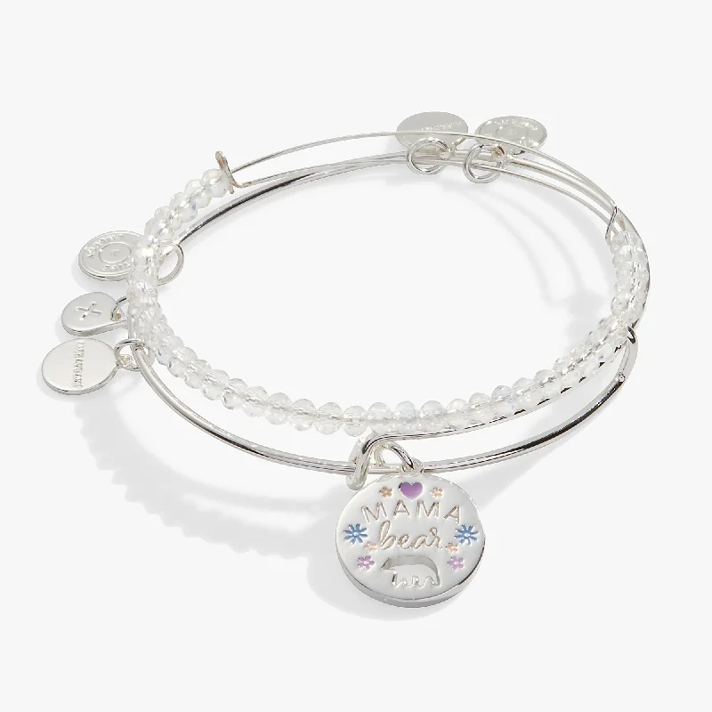 Mama Bear Charm Bangle, Set of 2