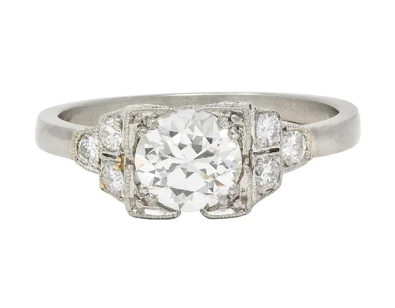 Mid-Century 0.84 CTW Diamond Platinum Vintage Engagement Ring