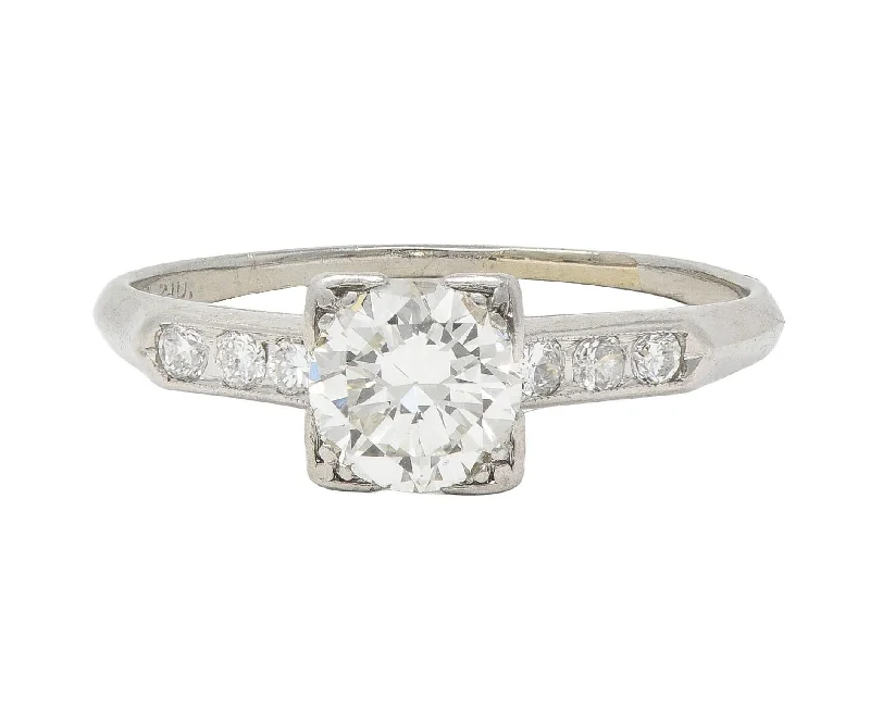 Mid-Century 0.84 CTW Transitional Diamond Platinum Vintage Engagement Ring