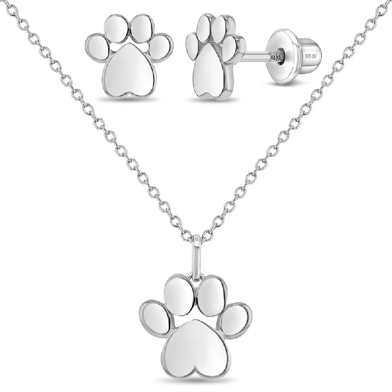 My Best Friends Paw Kids / Children's / Girls Jewelry Set - Sterling Silver