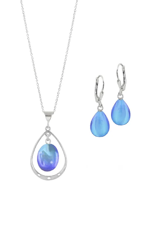 Oval with Loop Pendant & Drop Earrings Set