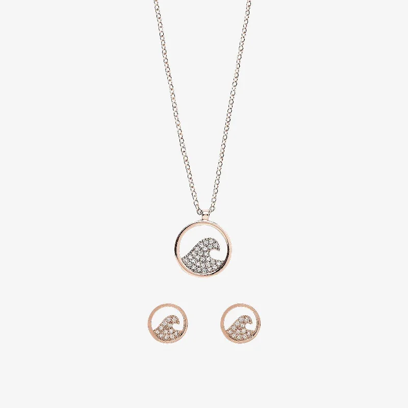 Pave Wave Necklace & Earring Set