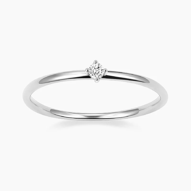 Petite Round Solitaire Moissanite Stone Ring