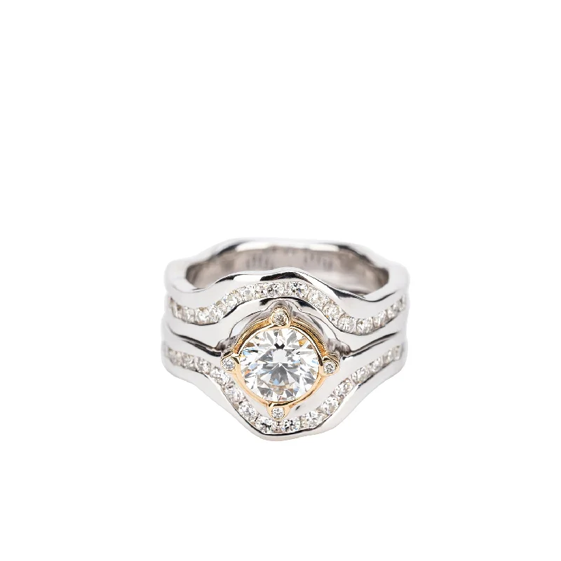 14k White and Yellow Gold Celtic Rocks n' Rivers Certified Lab Grown Diamond 2 Piece Ring