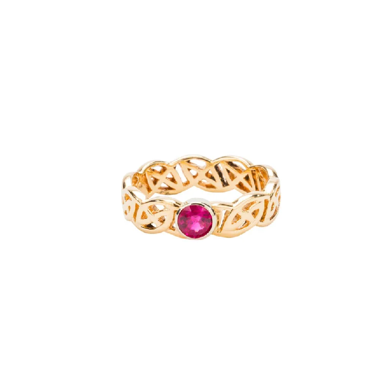 14k Yellow Gold and Ruby Eternity Knot 'Lomond' Ring