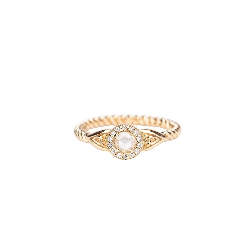 10k Yellow Gold Trinity Diamond Halo Ring