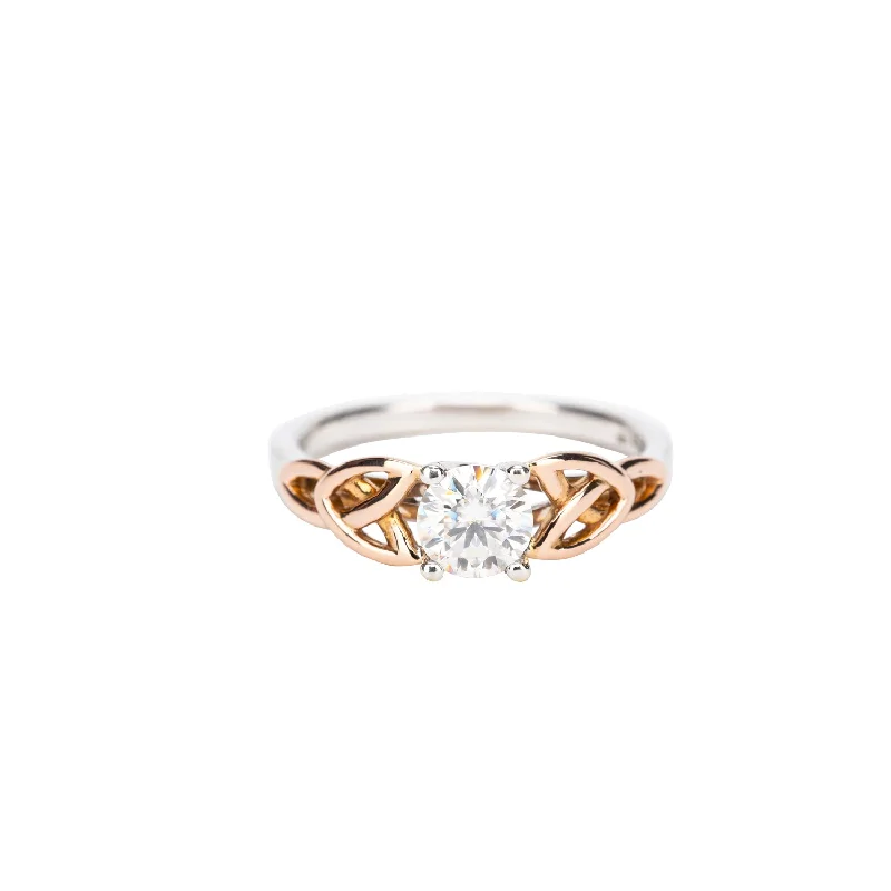 10k White and Rose Gold 0.5ct Moissanite Trinity Ring