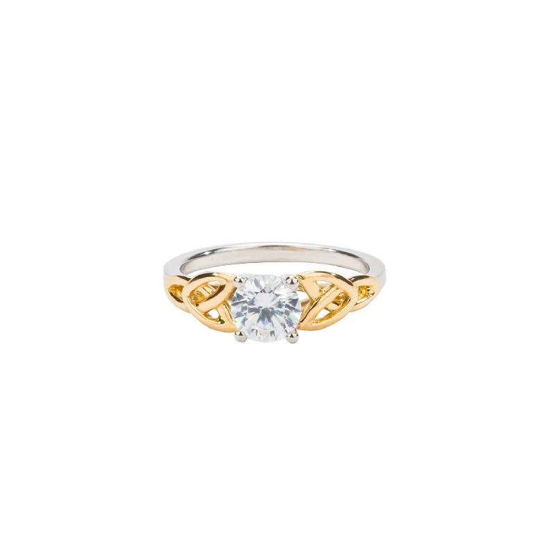 14k White and Yellow Gold Certified Lab Grown 1.43 ct Diamond Trinity Ring