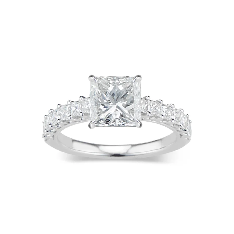 Princess-Cut Diamond Engagement Ring with Princess-Cut Diamond Shank