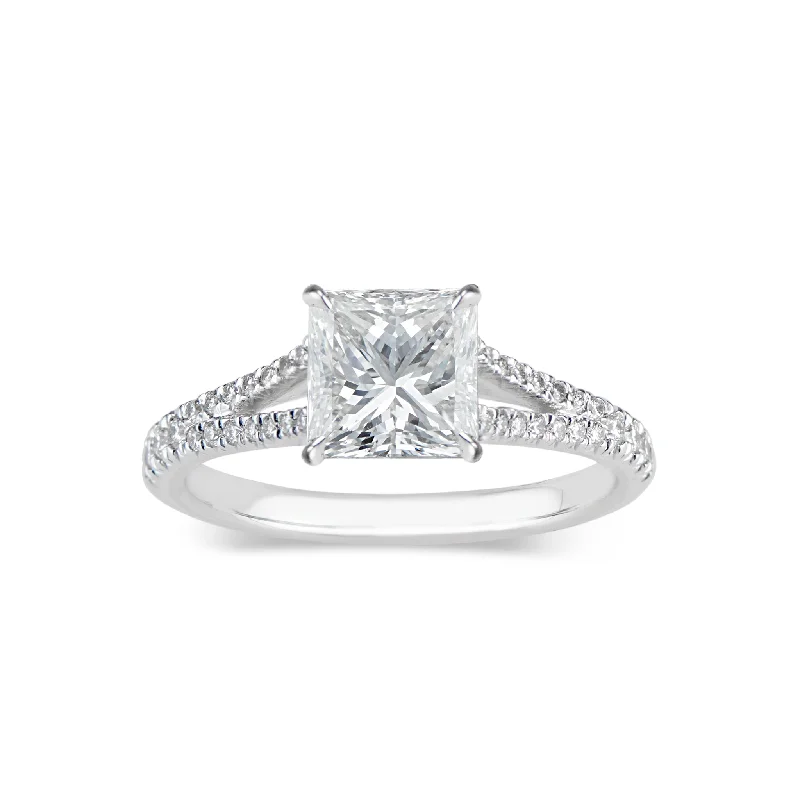 Princess Cut Diamond Engagement Ring with Split Shank