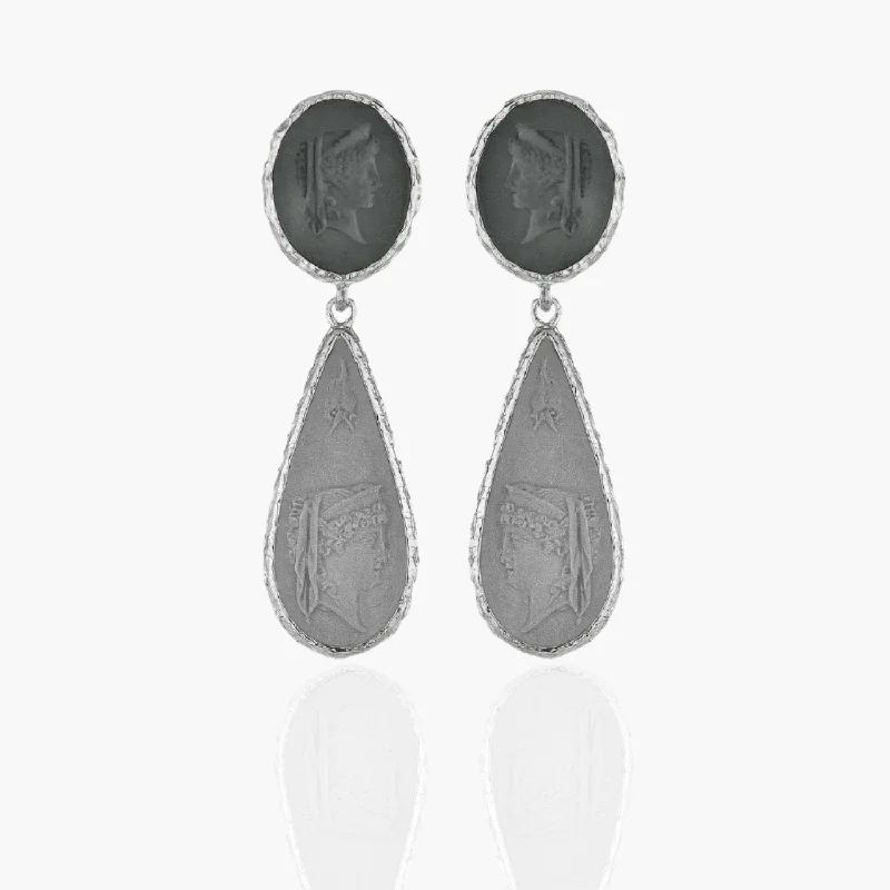 Profile of Women in Ancient Rome Cameo Earrings