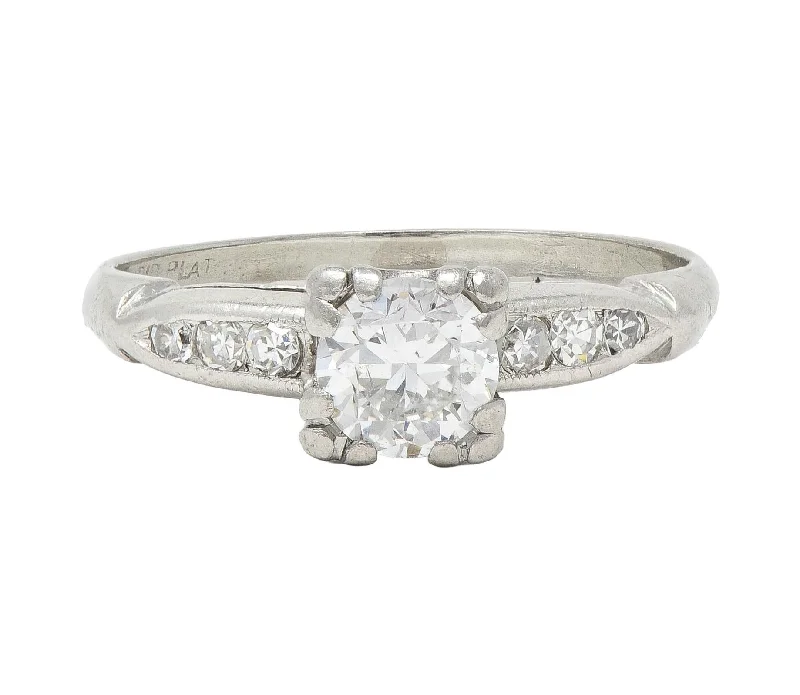 Retro 0.63 CTW Diamond Platinum Vintage Engagement Ring