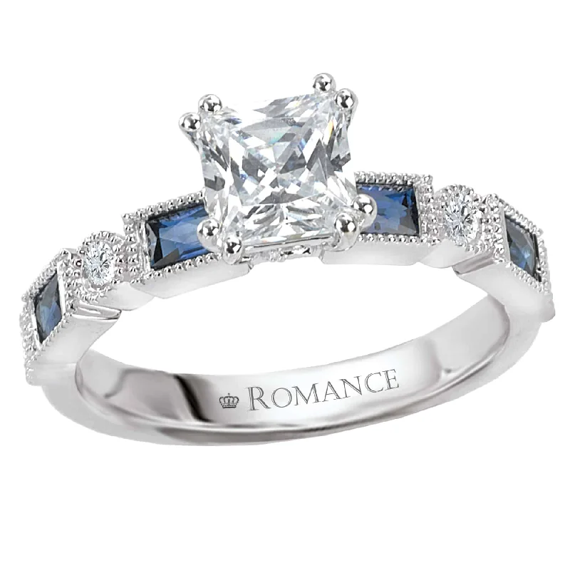 Romance Baguette Sapphire and Diamond Engagement Ring