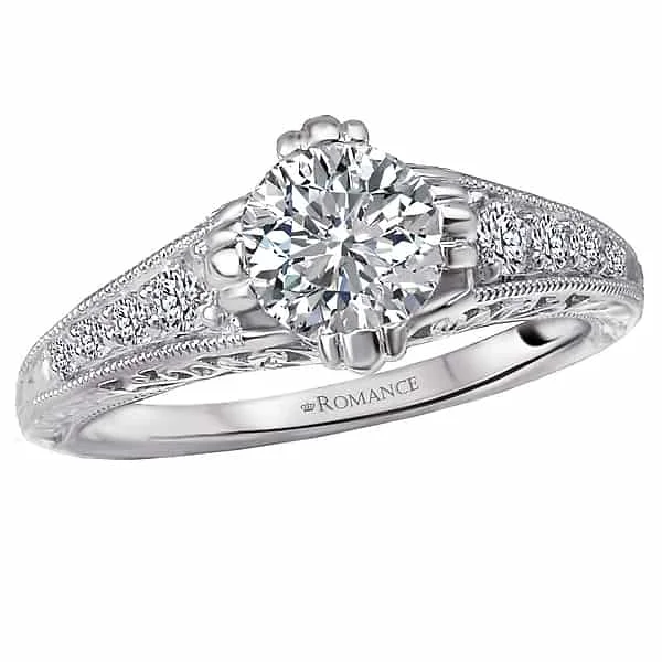 Romance Diamond Accent and Filigree Engagement Ring