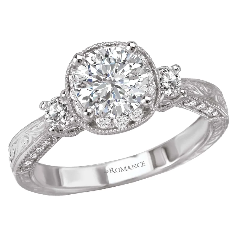 Romance Halo with Hand-Engraving Engagement Ring