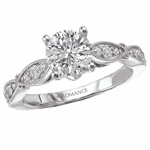 Romance Milgrain Detail Diamond Accent Engagement Ring