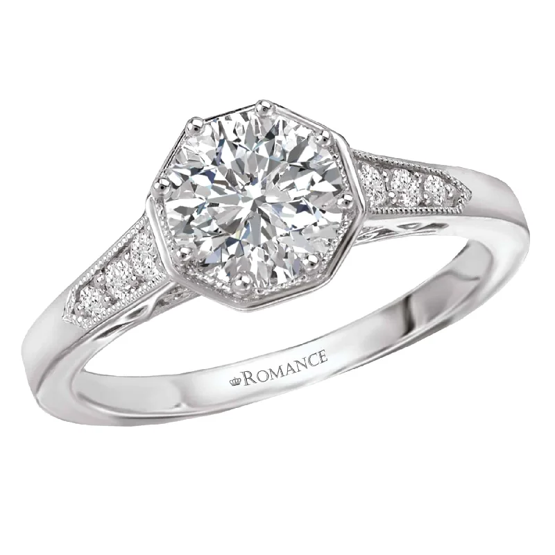 Romance Octagon Halo Engagement Ring