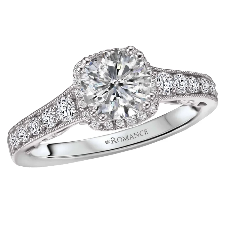 Romance Petite Halo with Diamond Accent Engagement Ring