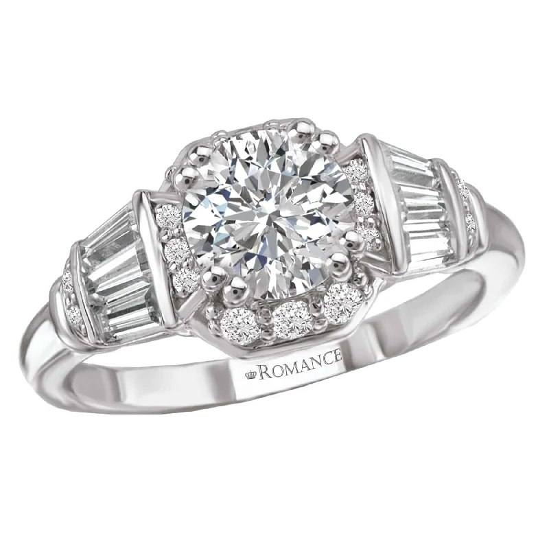 Romance Round and Baguette Diamond Engagement Ring